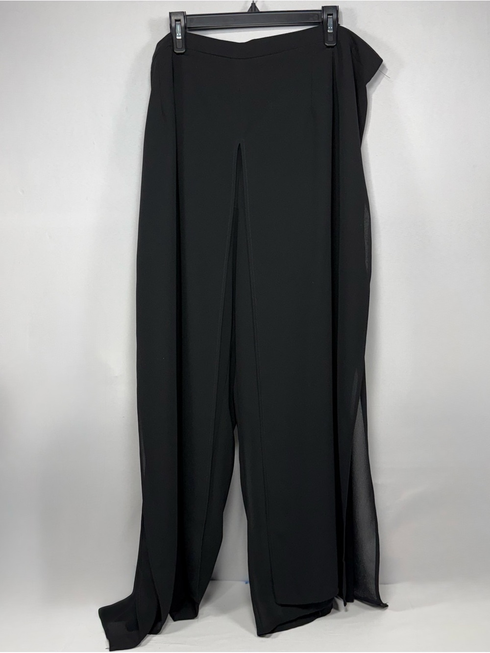 Vintage J.R. Nites Woman Black Polyester Chiffon Overlay Wide Leg Dress Pants 24 - Picture 3 of 9